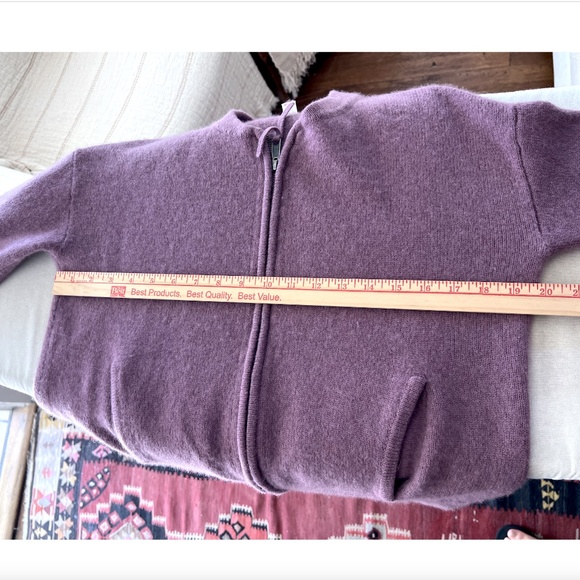 GARNET HILL Washable Cashmere Bomber Zip Cardigan in Mauve - S - Picture 10 of 14